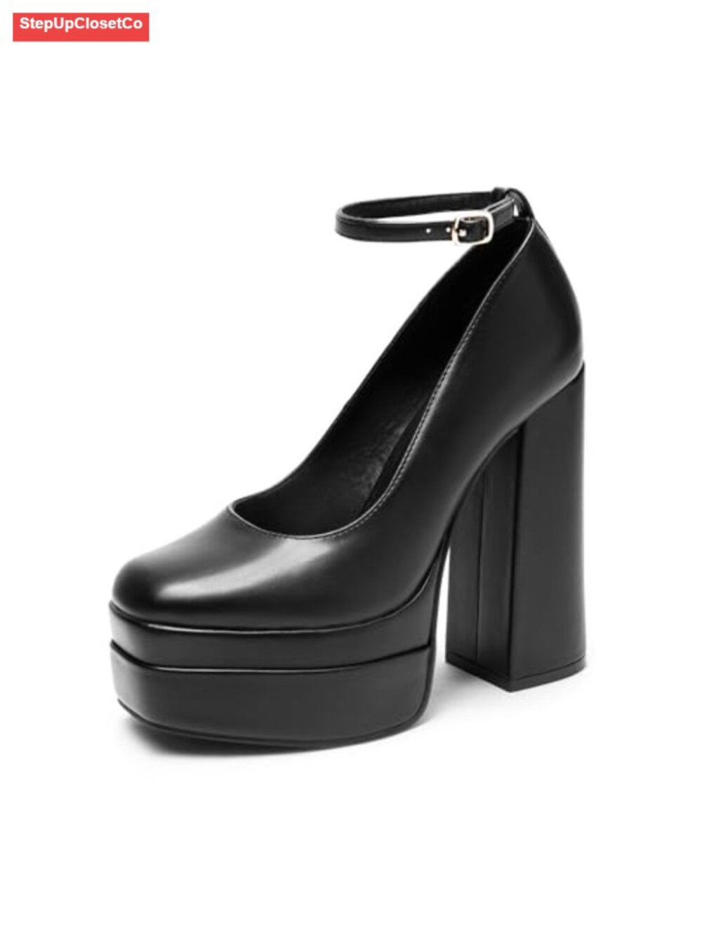 Mary Jane Platform Heel Pumps with Chunky Heel